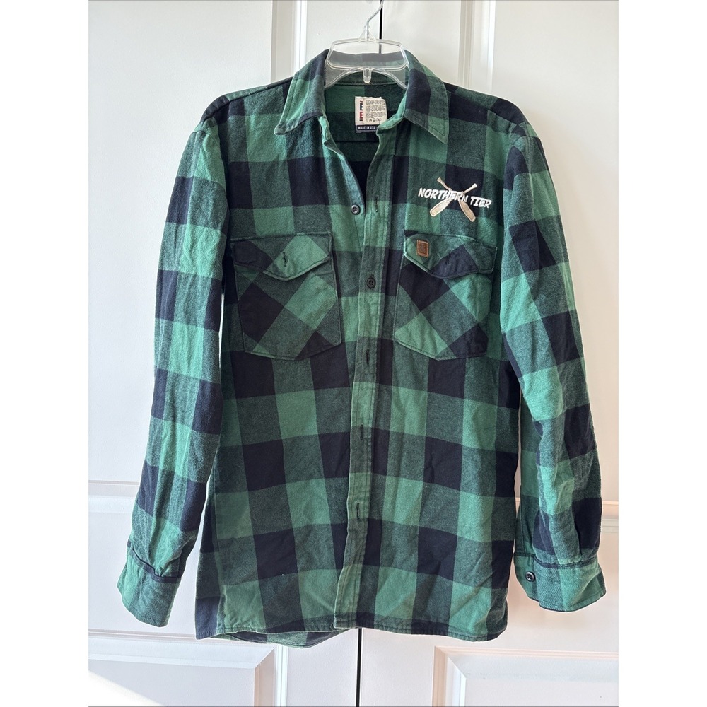 Big Bill Shirt Mens Sm Reg Green Blue Buffalo Plaid Flannel USA Northern Tier